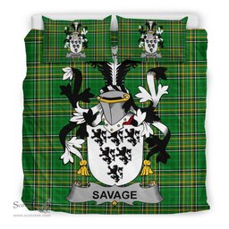 Irish Savage Coat of Arms Family Crest Ireland Bedding Set Irish National Tartan Irish County Bedding Set Duvet Covers