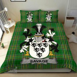 Irish Savage Coat of Arms Family Crest Ireland Bedding Set Irish National Tartan Irish County Bedding Set Duvet Covers
