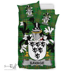 Irish Savage Coat of Arms Family Crest Ireland Bedding Set Irish National Tartan Irish County Bedding Set Duvet Covers