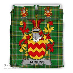 Irish Harkins or O'Harkin Coat of Arms Family Crest Ireland Bedding Set Irish National Tartan Irish County Bedding Set Duvet Covers