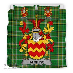 Irish Harkins or O'Harkin Coat of Arms Family Crest Ireland Bedding Set Irish National Tartan Irish County Bedding Set Duvet Covers