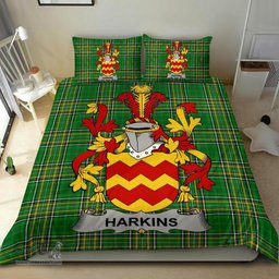 Irish Harkins or O'Harkin Coat of Arms Family Crest Ireland Bedding Set Irish National Tartan Irish County Bedding Set Duvet Covers