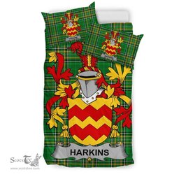 Irish Harkins or O'Harkin Coat of Arms Family Crest Ireland Bedding Set Irish National Tartan Irish County Bedding Set Duvet Covers