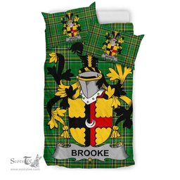 Irish Brooke Coat of Arms Family Crest Ireland Bedding Set Irish National Tartan Irish County Bedding Set Duvet Covers