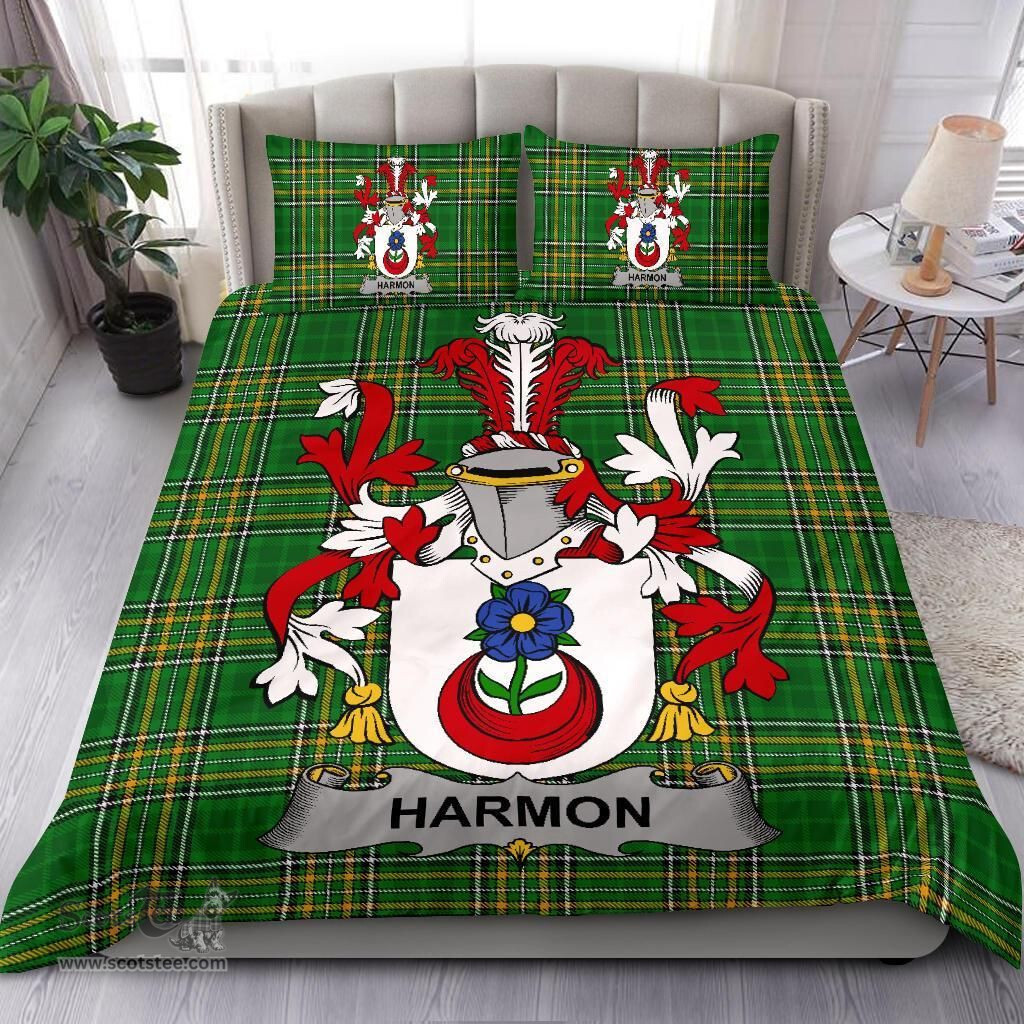 Irish Harmon Coat of Arms Family Crest Ireland Bedding Set Irish National Tartan Irish County Bedding Set Duvet Covers