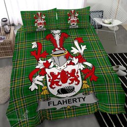 Irish Flaherty or O'Flaherty Coat of Arms Family Crest Ireland Bedding Set Irish National Tartan Irish County Bedding Set Duvet Covers