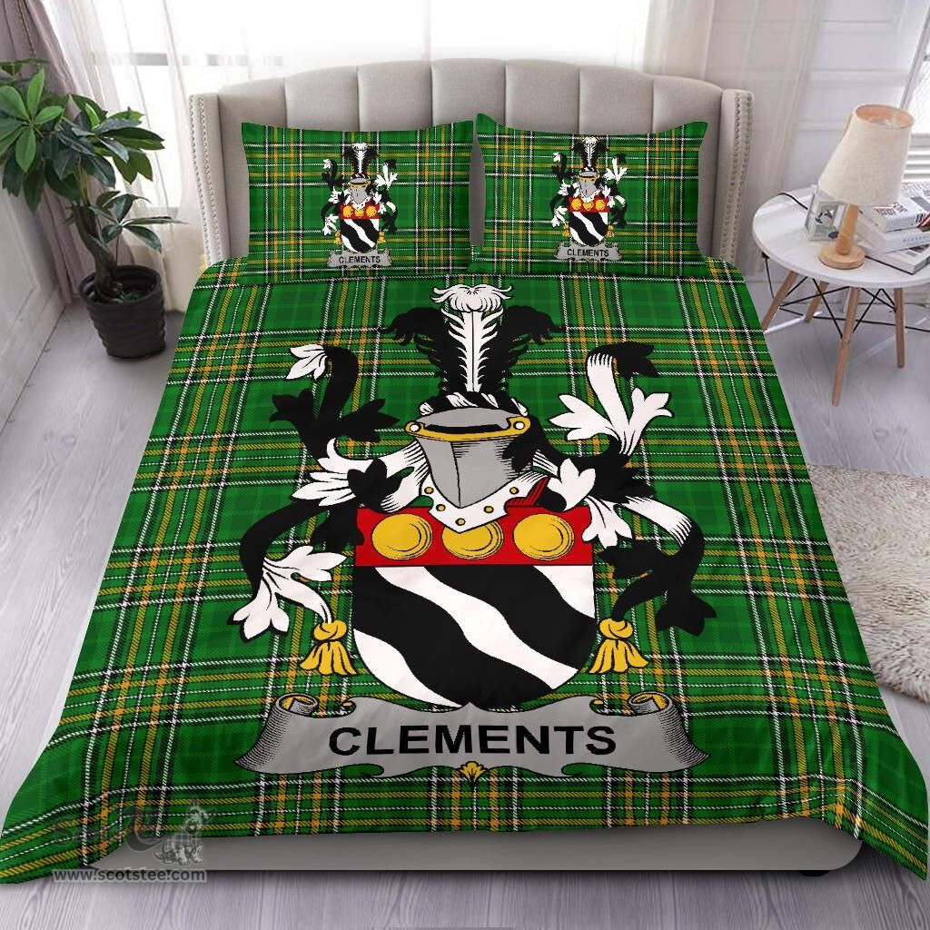 Irish Clements Coat of Arms Family Crest Ireland Bedding Set Irish National Tartan Irish County Bedding Set Duvet Covers