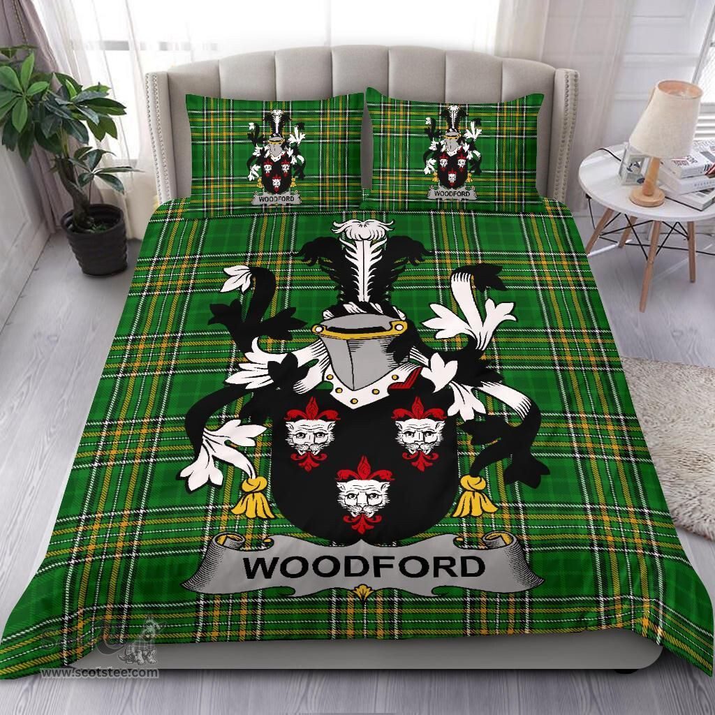 Irish Woodford Coat of Arms Family Crest Ireland Bedding Set Irish National Tartan Irish County Bedding Set Duvet Covers
