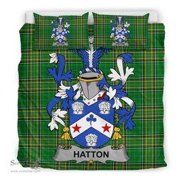 Irish Hatton or McIlhatton Coat of Arms Family Crest Ireland Bedding Set Irish National Tartan Irish County Bedding Set Duvet Covers