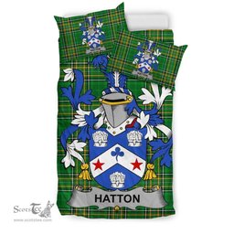 Irish Hatton or McIlhatton Coat of Arms Family Crest Ireland Bedding Set Irish National Tartan Irish County Bedding Set Duvet Covers