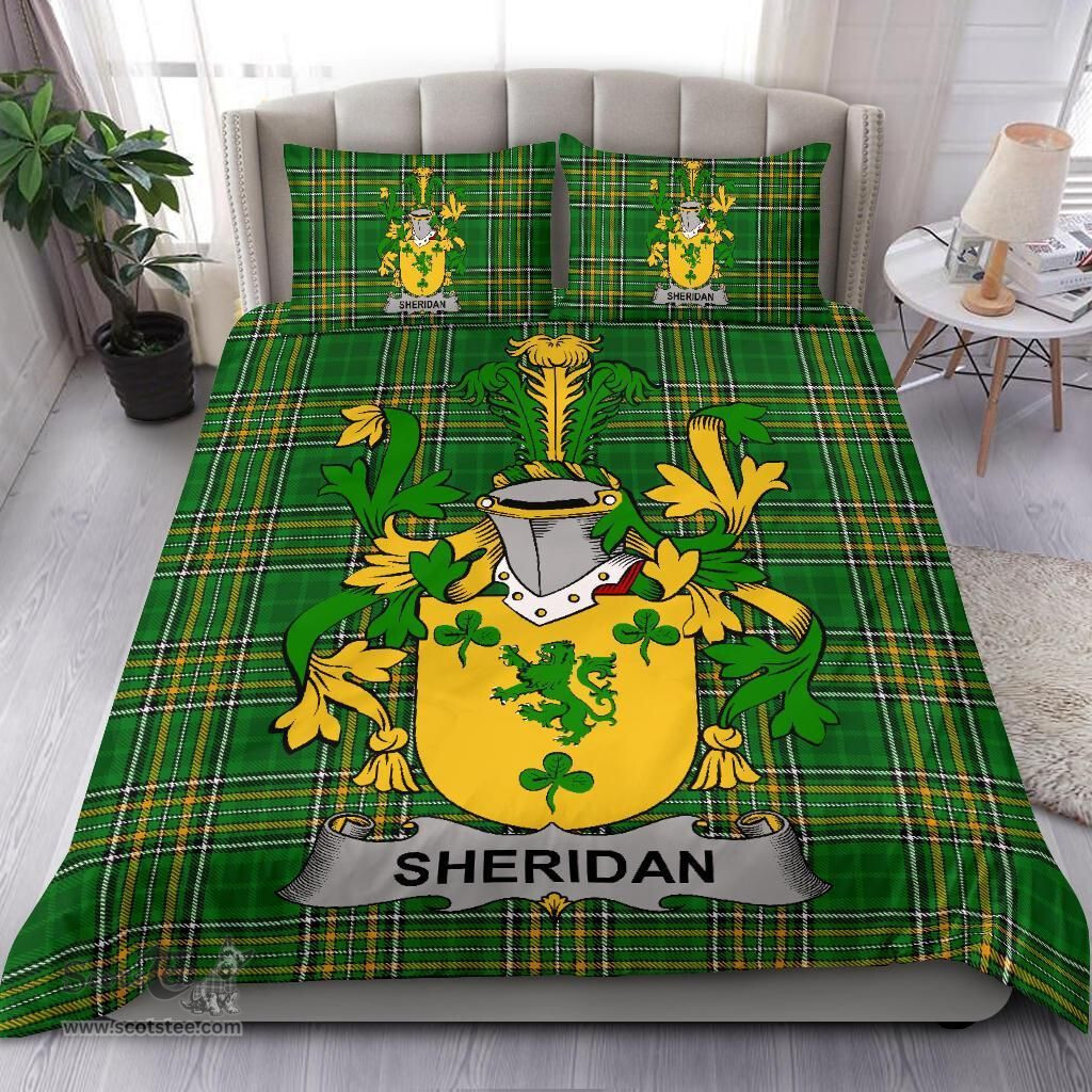 Irish Sheridan Coat of Arms Family Crest Ireland Bedding Set Irish National Tartan Irish County Bedding Set Duvet Covers