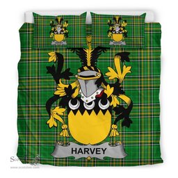 Irish Harvey or Hervey Coat of Arms Family Crest Ireland Bedding Set Irish National Tartan Irish County Bedding Set Duvet Covers