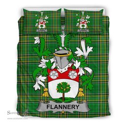 Irish Flannery or O'Flannery Coat of Arms Family Crest Ireland Bedding Set Irish National Tartan Irish County Bedding Set Duvet Covers