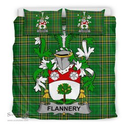 Irish Flannery or O'Flannery Coat of Arms Family Crest Ireland Bedding Set Irish National Tartan Irish County Bedding Set Duvet Covers