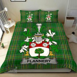 Irish Flannery or O'Flannery Coat of Arms Family Crest Ireland Bedding Set Irish National Tartan Irish County Bedding Set Duvet Covers