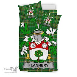 Irish Flannery or O'Flannery Coat of Arms Family Crest Ireland Bedding Set Irish National Tartan Irish County Bedding Set Duvet Covers
