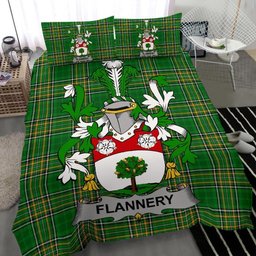 Irish Flannery or O'Flannery Coat of Arms Family Crest Ireland Bedding Set Irish National Tartan Irish County Bedding Set Duvet Covers