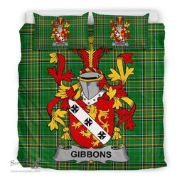 Irish Gibbons or McGibbons Coat of Arms Family Crest Ireland Bedding Set Irish National Tartan Irish County Bedding Set Duvet Covers