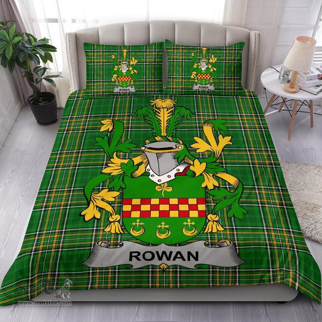 Irish Rowan Coat of Arms Family Crest Ireland Bedding Set Irish National Tartan Irish County Bedding Set Duvet Covers
