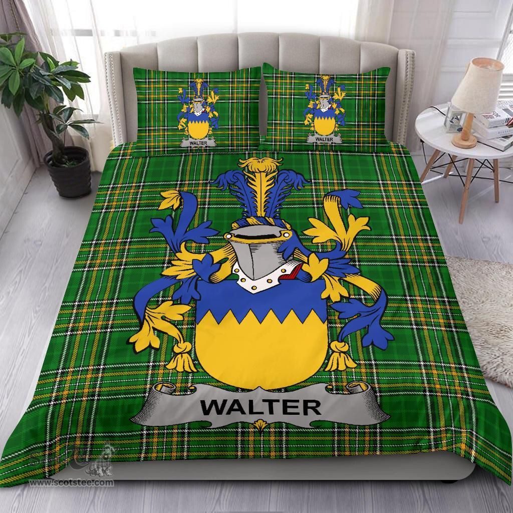 Irish Walter Coat of Arms Family Crest Ireland Bedding Set Irish National Tartan Irish County Bedding Set Duvet Covers