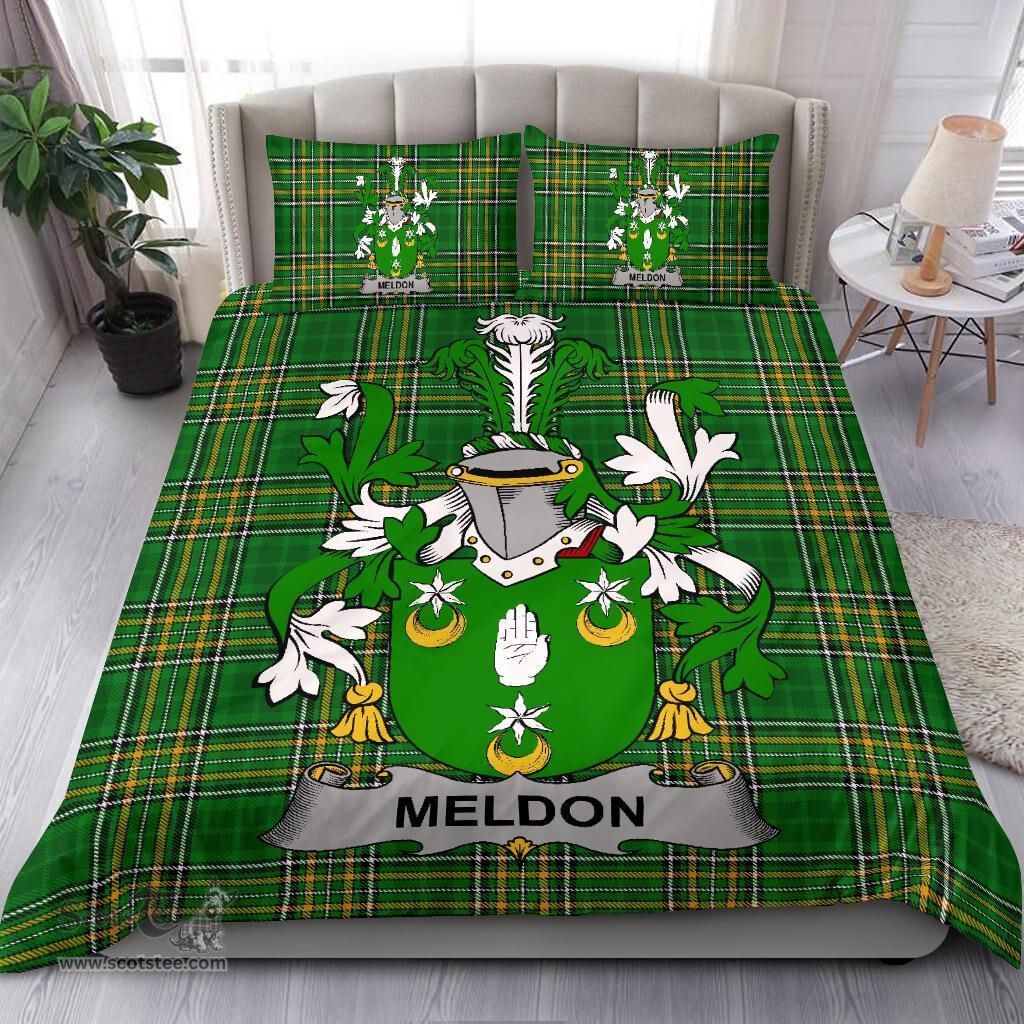 Irish Meldon or Muldoon Coat of Arms Family Crest Ireland Bedding Set Irish National Tartan Irish County Bedding Set Duvet Covers