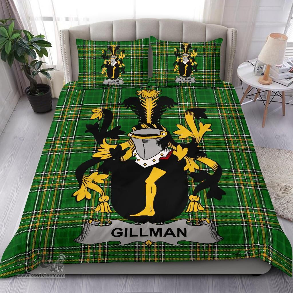 Irish Gillman Coat of Arms Family Crest Ireland Bedding Set Irish National Tartan Irish County Bedding Set Duvet Covers