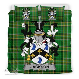 Irish Jackson Coat of Arms Family Crest Ireland Bedding Set Irish National Tartan Irish County Bedding Set Duvet Covers