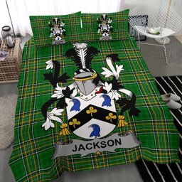 Irish Jackson Coat of Arms Family Crest Ireland Bedding Set Irish National Tartan Irish County Bedding Set Duvet Covers