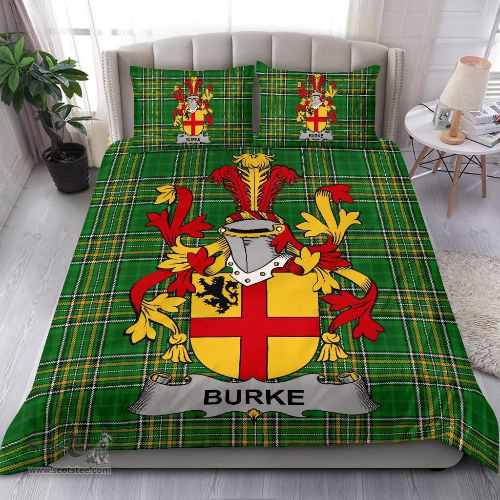 Irish Burke Coat of Arms Family Crest Ireland Bedding Set Irish National Tartan Irish County Bedding Set Duvet Covers