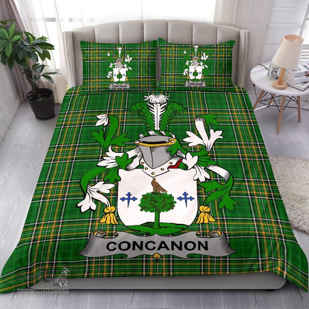 Irish Concanon or O'Concanon Coat of Arms Family Crest Ireland Bedding Set Irish National Tartan Irish County Bedding Set Duvet Covers