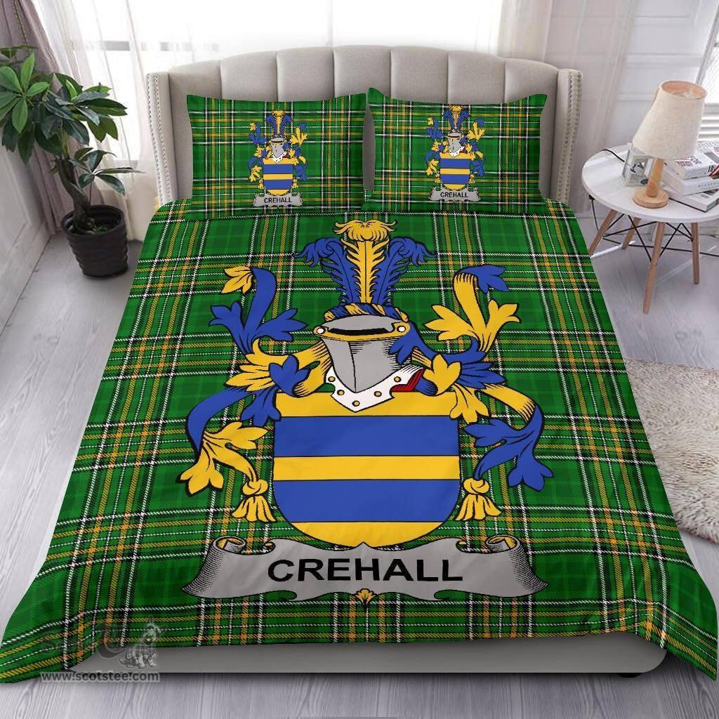 Irish Crehall or O'Crehall Coat of Arms Family Crest Ireland Bedding Set Irish National Tartan Irish County Bedding Set Duvet Covers