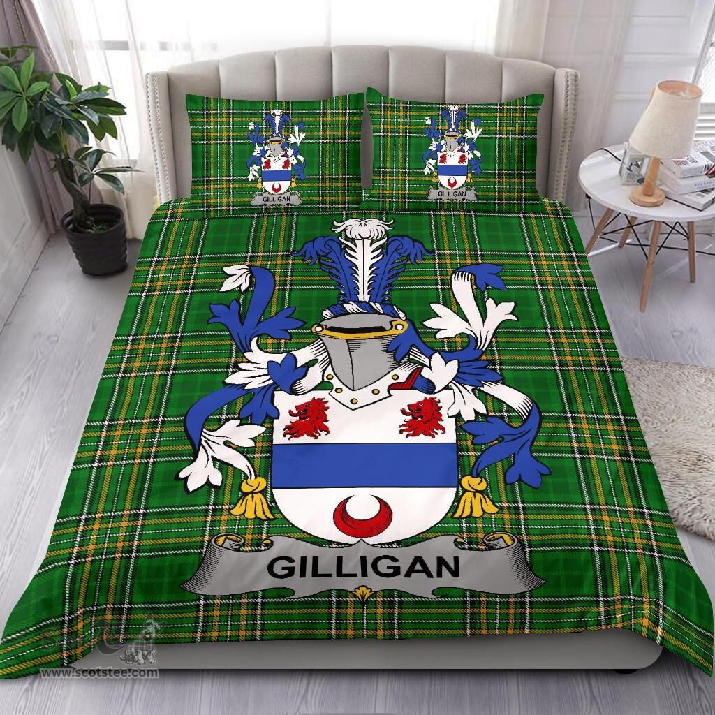 Irish Gilligan or McGilligan Coat of Arms Family Crest Ireland Bedding Set Irish National Tartan Irish County Bedding Set Duvet Covers