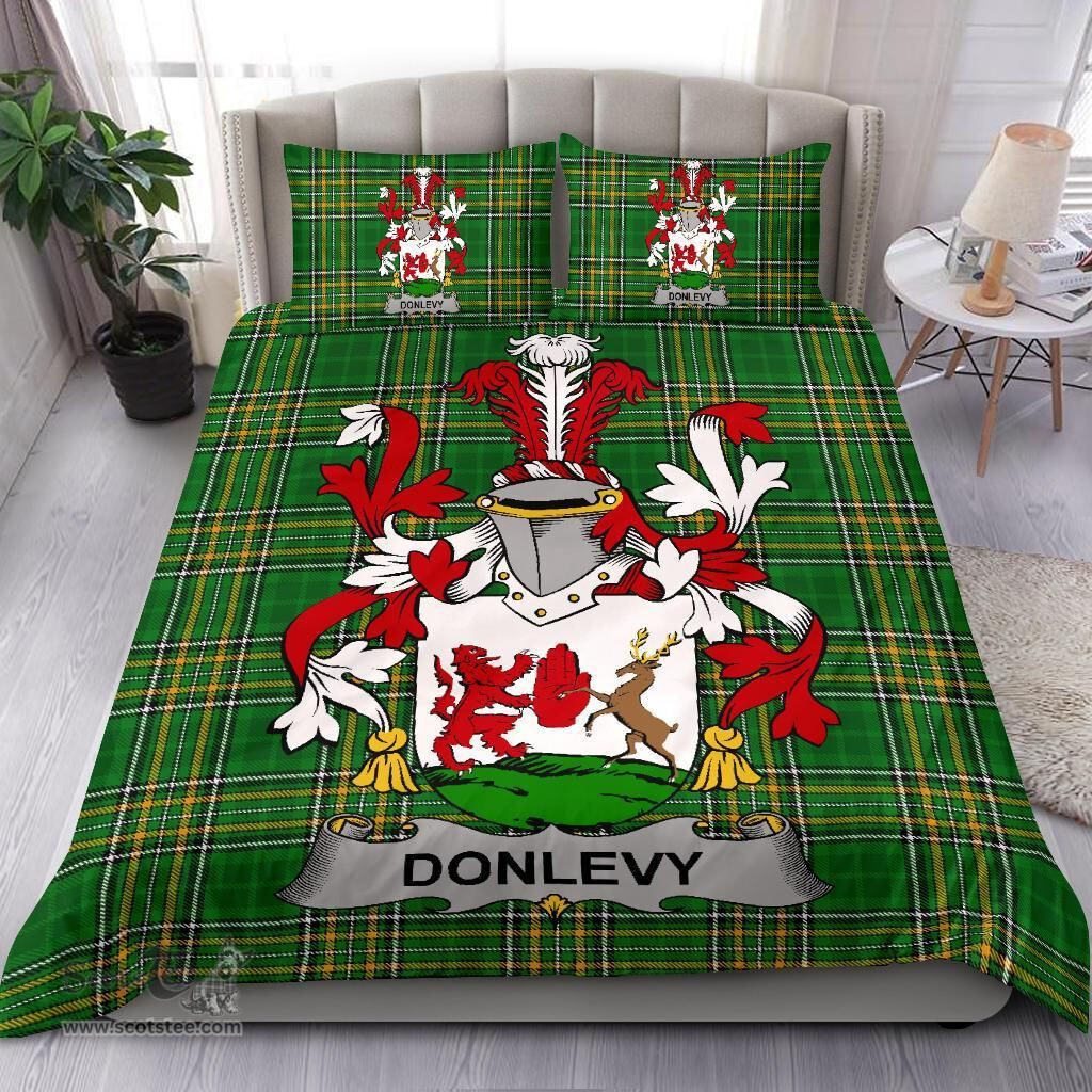 Irish Donlevy or O'Donlevy Coat of Arms Family Crest Ireland Bedding Set Irish National Tartan Irish County Bedding Set Duvet Covers
