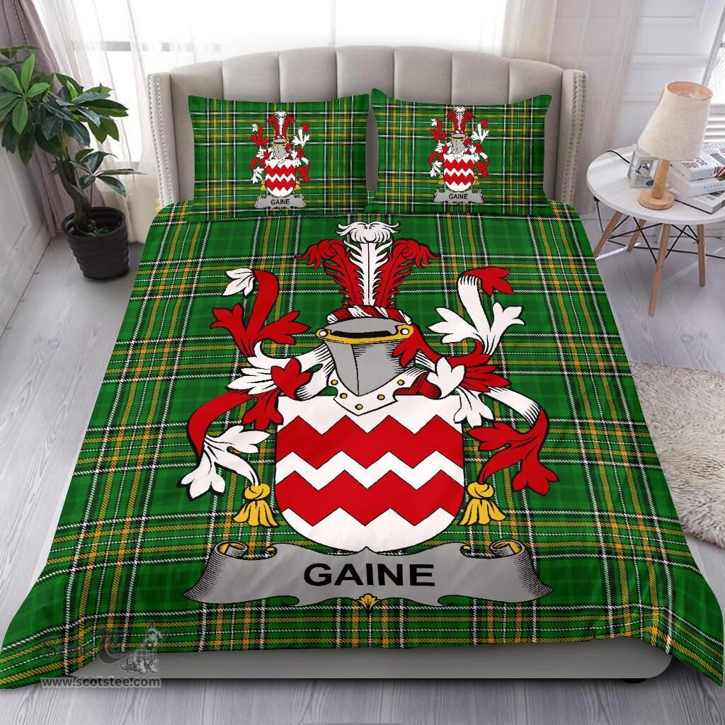 Irish Gaine or Gainey Coat of Arms Family Crest Ireland Bedding Set Irish National Tartan Irish County Bedding Set Duvet Covers
