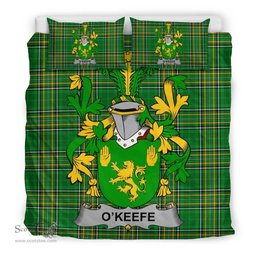 Irish Keefe or O'Keefe Coat of Arms Family Crest Ireland Bedding Set Irish National Tartan Irish County Bedding Set Duvet Covers