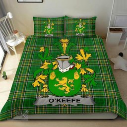 Irish Keefe or O'Keefe Coat of Arms Family Crest Ireland Bedding Set Irish National Tartan Irish County Bedding Set Duvet Covers