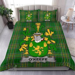 Irish Keefe or O'Keefe Coat of Arms Family Crest Ireland Bedding Set Irish National Tartan Irish County Bedding Set Duvet Covers