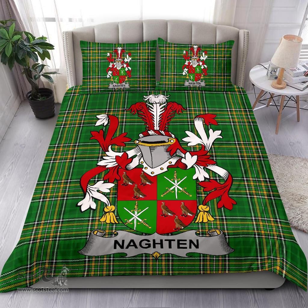 Irish Naghten or O'Naghten Coat of Arms Family Crest Ireland Bedding Set Irish National Tartan Irish County Bedding Set Duvet Covers