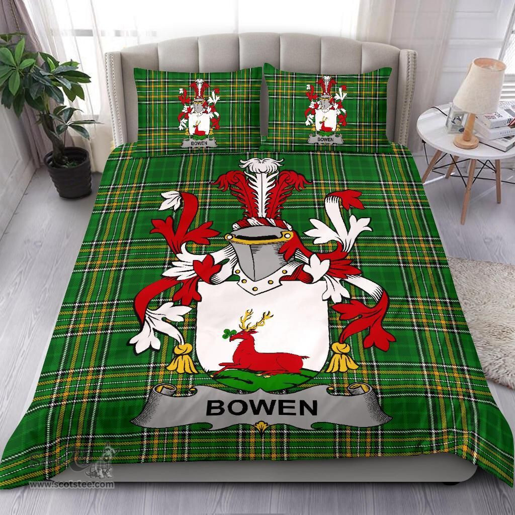 Irish Bowen Coat of Arms Family Crest Ireland Bedding Set Irish National Tartan Irish County Bedding Set Duvet Covers