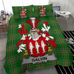 Irish Galvin or O'Galvin Coat of Arms Family Crest Ireland Bedding Set Irish National Tartan Irish County Bedding Set Duvet Covers