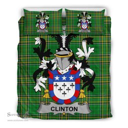 Irish Clinton Coat of Arms Family Crest Ireland Bedding Set Irish National Tartan Irish County Bedding Set Duvet Covers