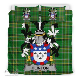 Irish Clinton Coat of Arms Family Crest Ireland Bedding Set Irish National Tartan Irish County Bedding Set Duvet Covers