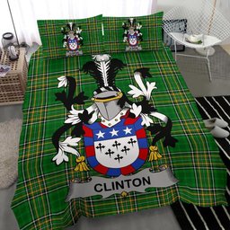 Irish Clinton Coat of Arms Family Crest Ireland Bedding Set Irish National Tartan Irish County Bedding Set Duvet Covers