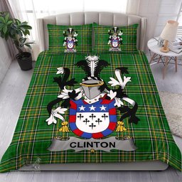 Irish Clinton Coat of Arms Family Crest Ireland Bedding Set Irish National Tartan Irish County Bedding Set Duvet Covers