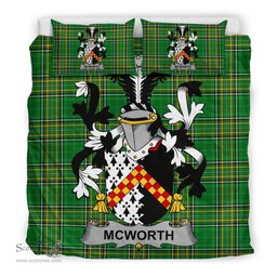 Irish McWorth or MacWorth Coat of Arms Family Crest Ireland Bedding Set Irish National Tartan Irish County Bedding Set Duvet Covers