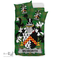 Irish McWorth or MacWorth Coat of Arms Family Crest Ireland Bedding Set Irish National Tartan Irish County Bedding Set Duvet Covers