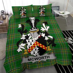 Irish McWorth or MacWorth Coat of Arms Family Crest Ireland Bedding Set Irish National Tartan Irish County Bedding Set Duvet Covers