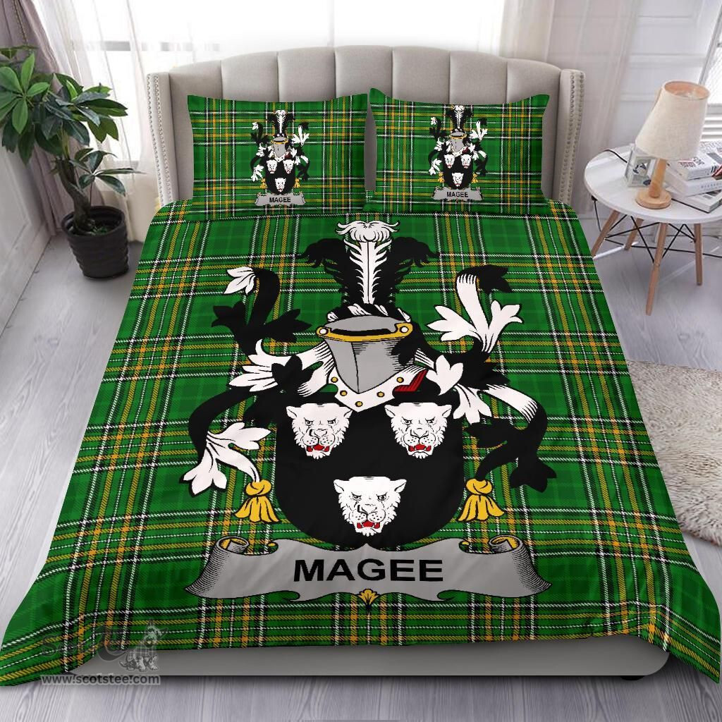 Irish Magee or McGee Coat of Arms Family Crest Ireland Bedding Set Irish National Tartan Irish County Bedding Set Duvet Covers