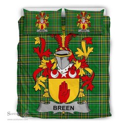 Irish Breen or O'Breen Coat of Arms Family Crest Ireland Bedding Set Irish National Tartan Irish County Bedding Set Duvet Covers