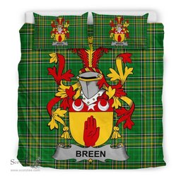 Irish Breen or O'Breen Coat of Arms Family Crest Ireland Bedding Set Irish National Tartan Irish County Bedding Set Duvet Covers
